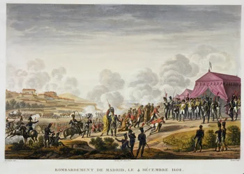 El Bombardeo de Madrid, 4 de diciembre de 1808, grabado por Edme Bovinet (1782-1832)